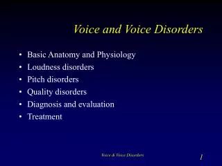 Voice and Voice Disorders