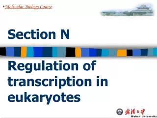 Section N Regulation of transcription in eukaryotes