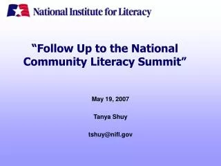 “Follow Up to the National Community Literacy Summit”