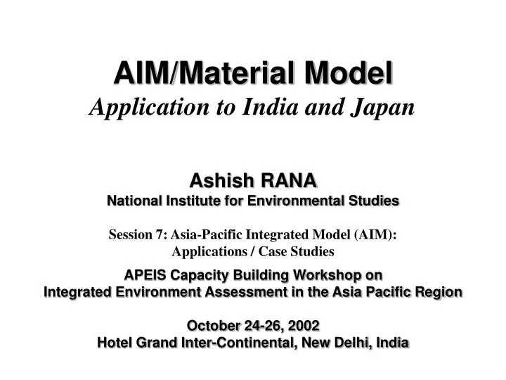 aim material model application to india and japan