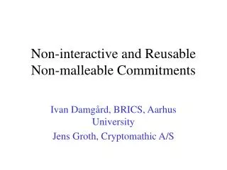 Non-interactive and Reusable Non-malleable Commitments