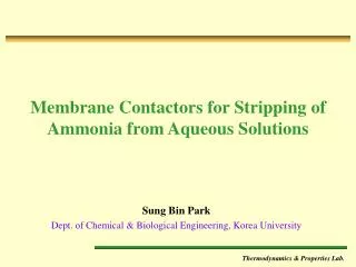 Membrane Contactors for Stripping of Ammonia from Aqueous Solutions