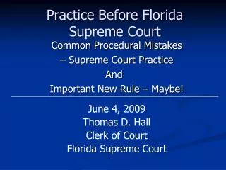 Practice Before Florida Supreme Court