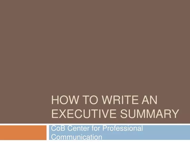 how to write an executive summary