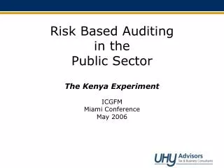 Risk Based Auditing in the Public Sector