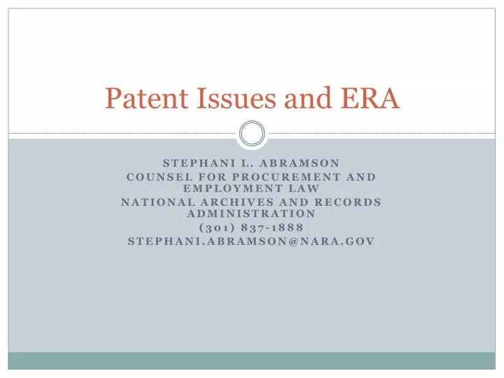 patent issues and era