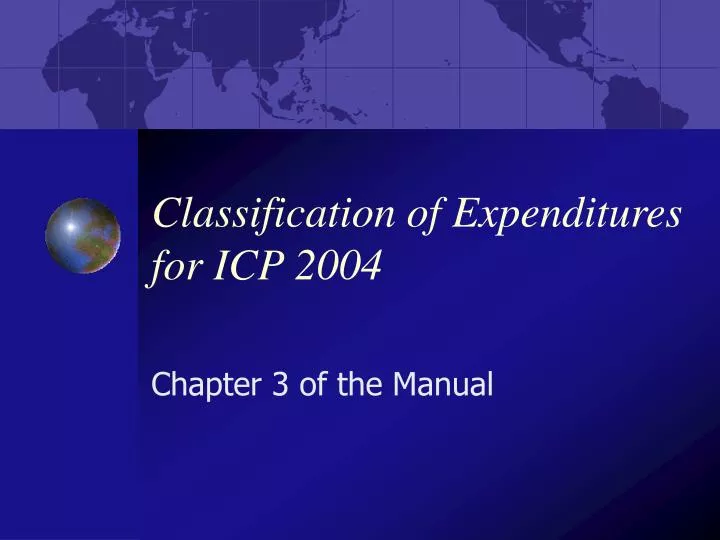 classification of expenditures for icp 2004