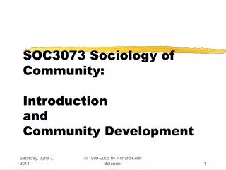 SOC3073 Sociology of Community: Introduction and Community Development