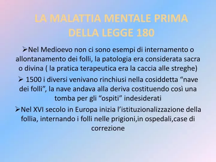 la malattia mentale prima della legge 180