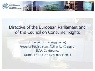 Directive of the European Parliament and of the Council on Consumer Rights