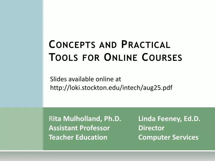 concepts and practical tools for online courses