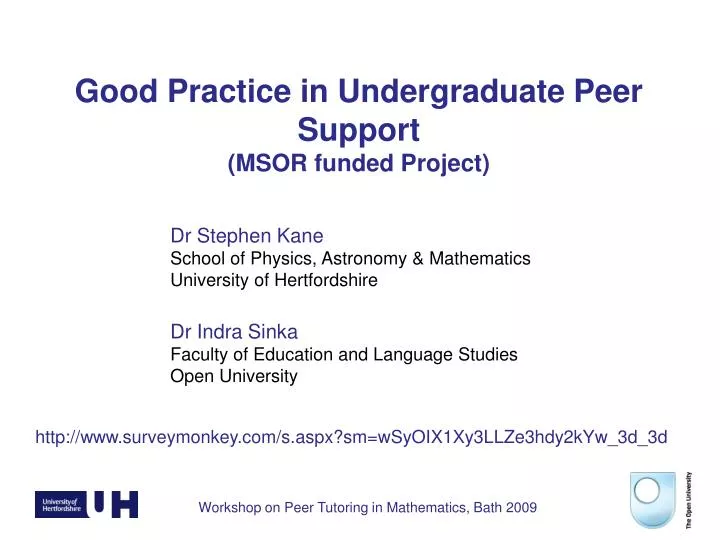 good practice in undergraduate peer support msor funded project