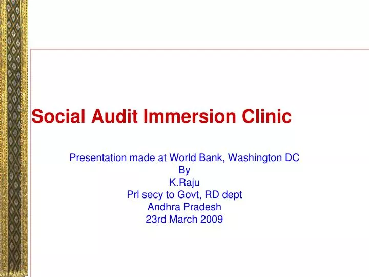 social audit immersion clinic