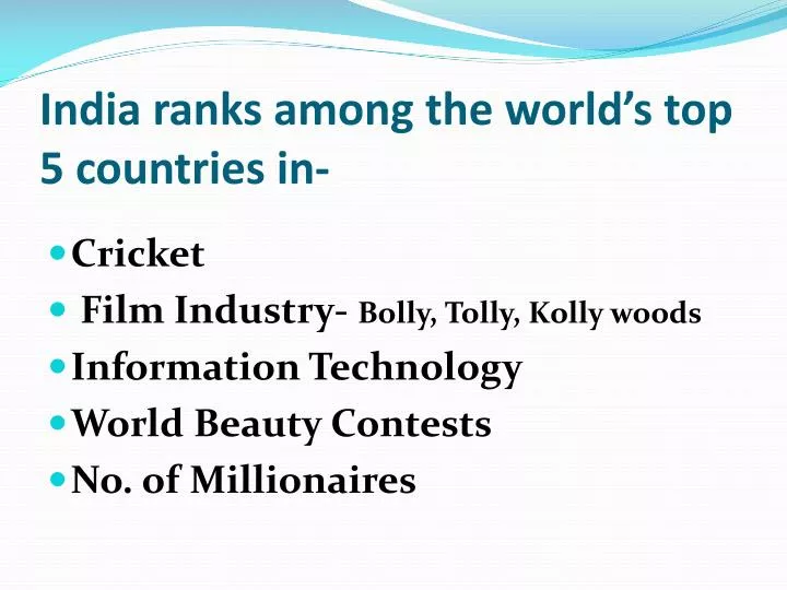 india ranks among the world s top 5 countries in