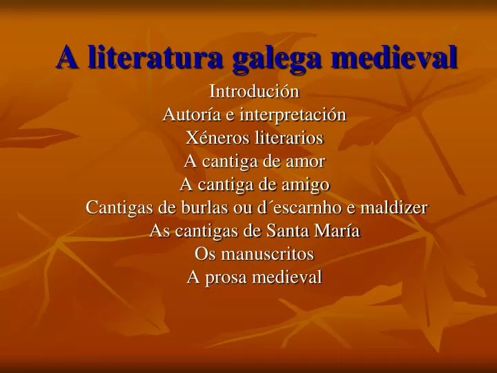 a literatura galega medieval