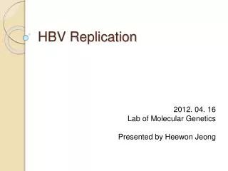 HBV Replication
