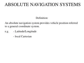 ABSOLUTE NAVIGATION SYSTEMS