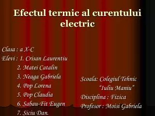 Efectul termic al curentului electric