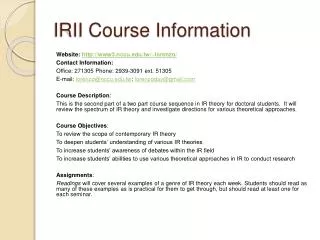 IRII Course Information