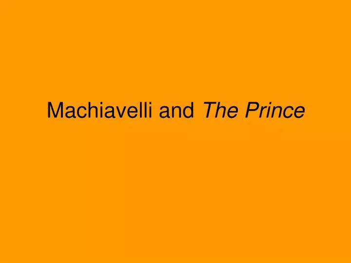 machiavelli and the prince