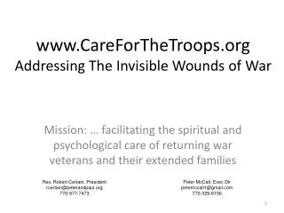 www.CareForTheTroops.org Addressing The Invisible Wounds of War