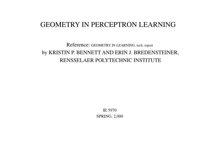 geometry in perceptron learning