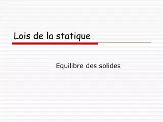 lois de la statique