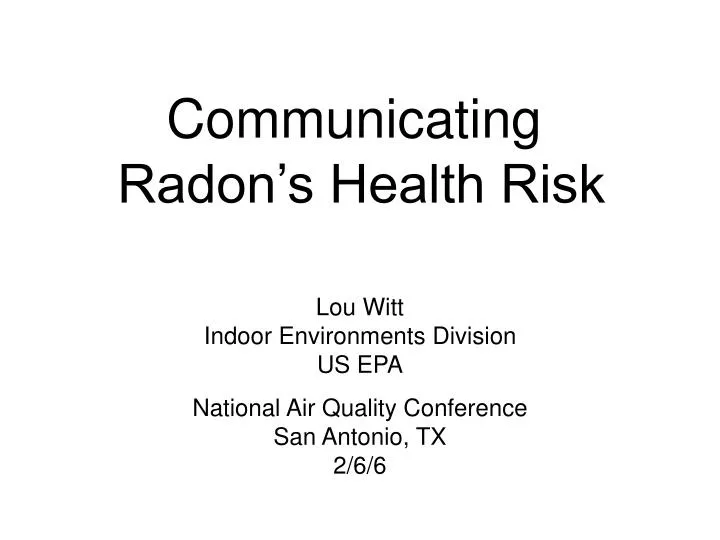 communicating radon s health risk