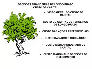 decis es financeiras de longo prazo custo de capital