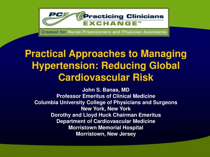 practical approaches to managing hypertension reducing global cardiovascular risk