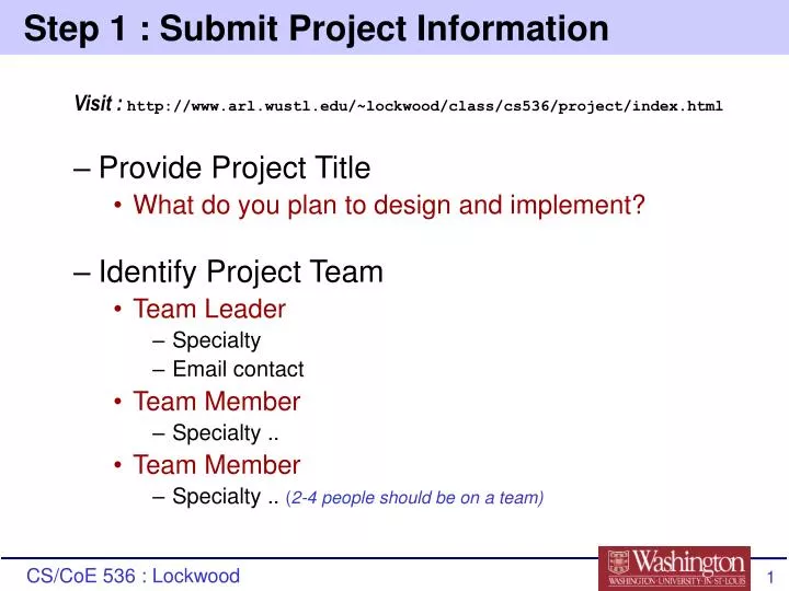 step 1 submit project information