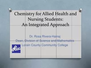 Chemistry for Allied Health and Nursing Students: An Integrated Approach