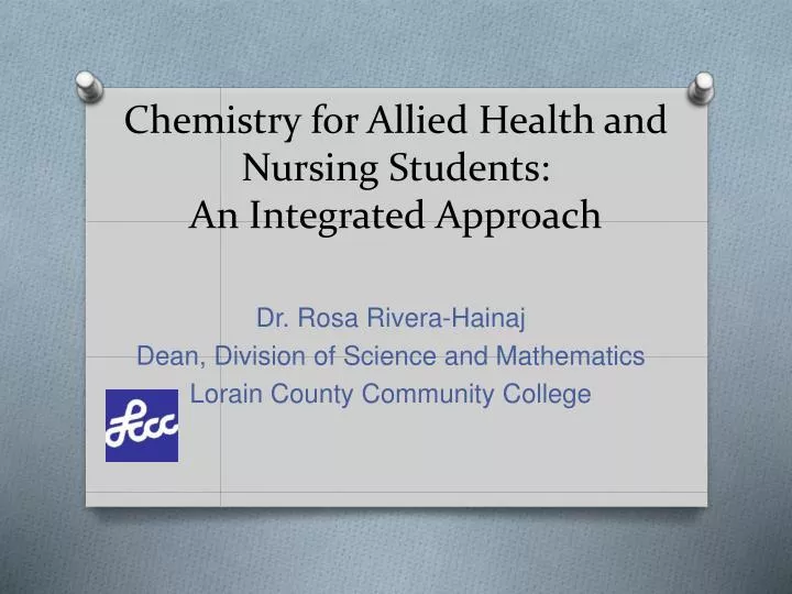 chemistry for allied health and nursing students an integrated approach