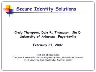 Secure Identity Solutions