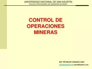 CONTROL DE OPERACIONES MINERAS