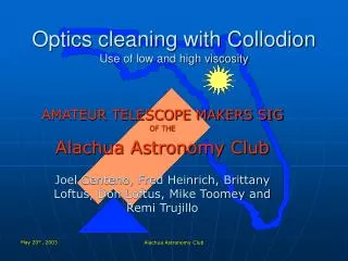 Optics cleaning with Collodion Use of low and high viscosity