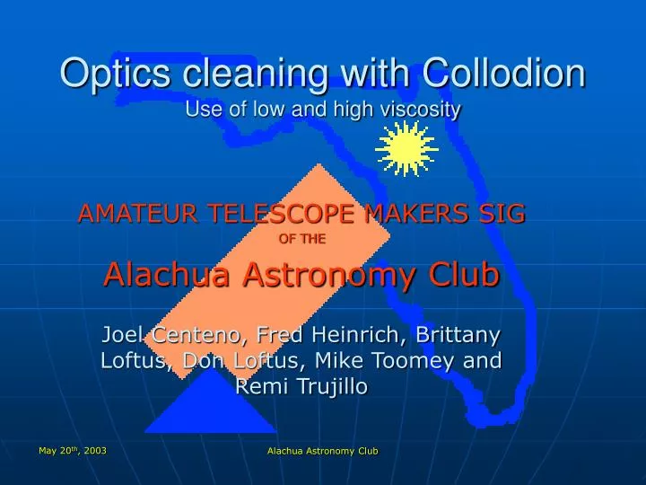 optics cleaning with collodion use of low and high viscosity