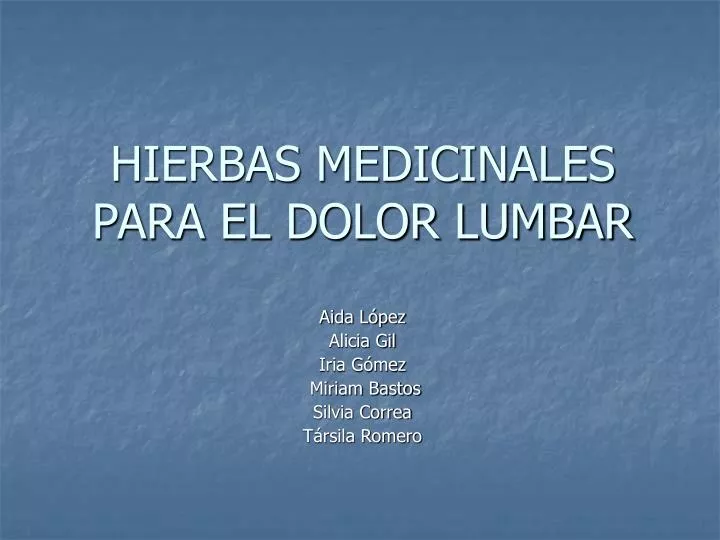 hierbas medicinales para el dolor lumbar