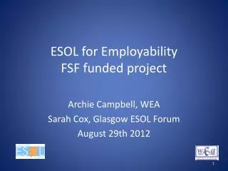 ESOL for Employability FSF funded project