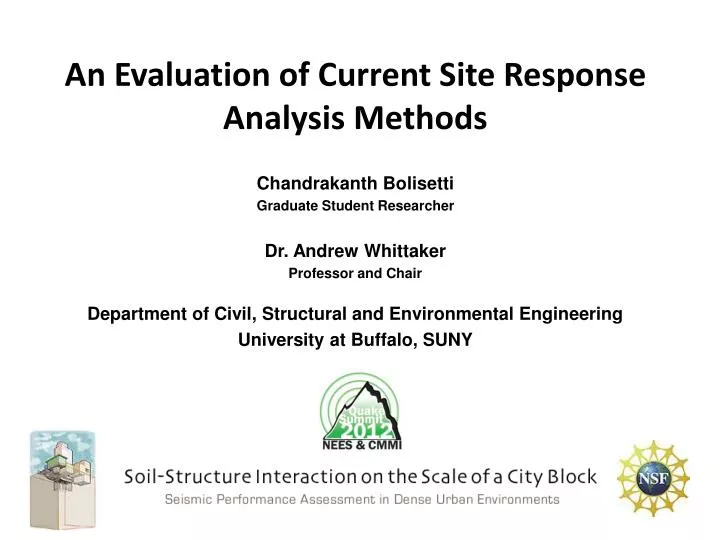 an evaluation of current site response analysis methods