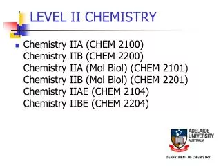 LEVEL II CHEMISTRY