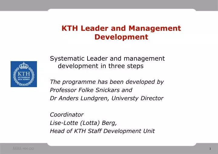 kth leader and management development