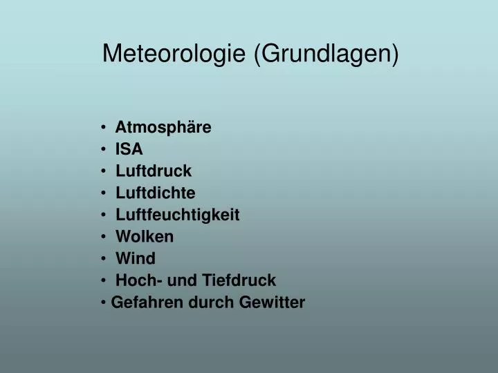 meteorologie grundlagen
