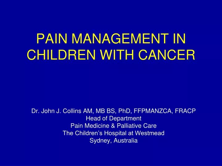 pain management in children with cancer
