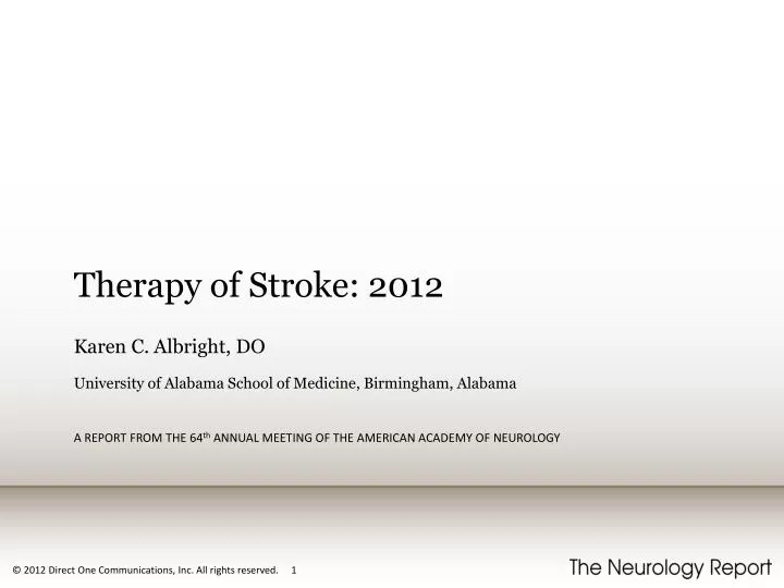 therapy of stroke 2012