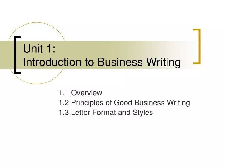 unit 1 introduction to business writing