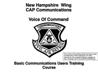 New Hampshire Wing CAP Communications Voice Of Command