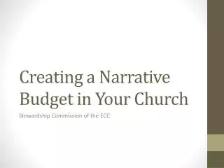Creating a Narrative Budget in Your Church