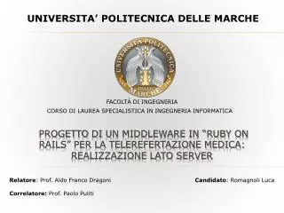 progetto di un middleware in ruby on rails per la telerefertazione medica realizzazione lato server