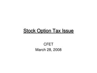 Stock Option Tax Issue